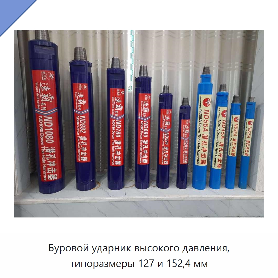 Буровой ударник высокого давления, типоразмеры 127 и 152,4 мм — Горнодобывающее оборудование