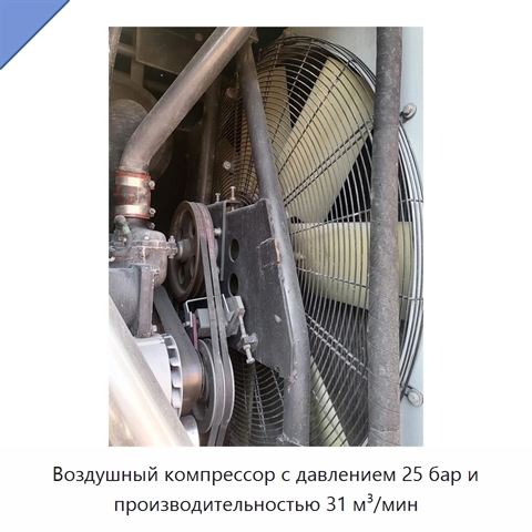 Воздушный компрессор с давлением 25 бар и производительностью 31 м³/мин
