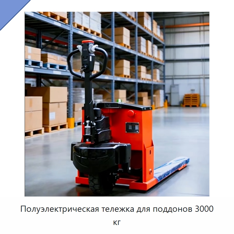 Полуэлектрическая тележка для поддонов 3000 кг — Вилочные погрузчики