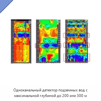 Одноканальный детектор подземных вод с максимальной глубиной до 200 или 300 м