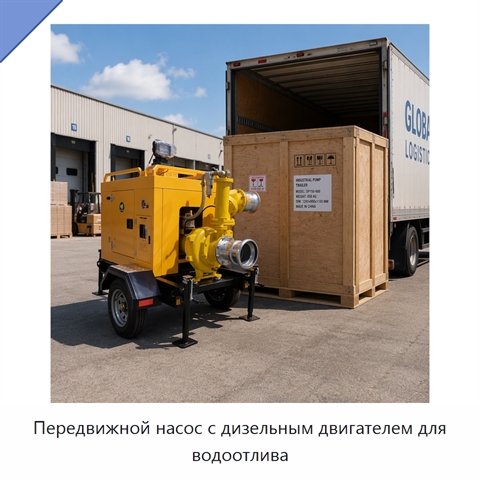 Передвижной насос с дизельным двигателем для водоотлива