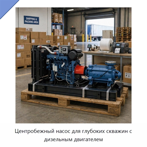 Центробежный насос для глубоких скважин с дизельным двигателем