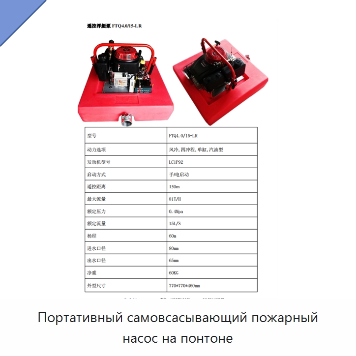 Портативный самовсасывающий пожарный насос на понтоне — Насосы