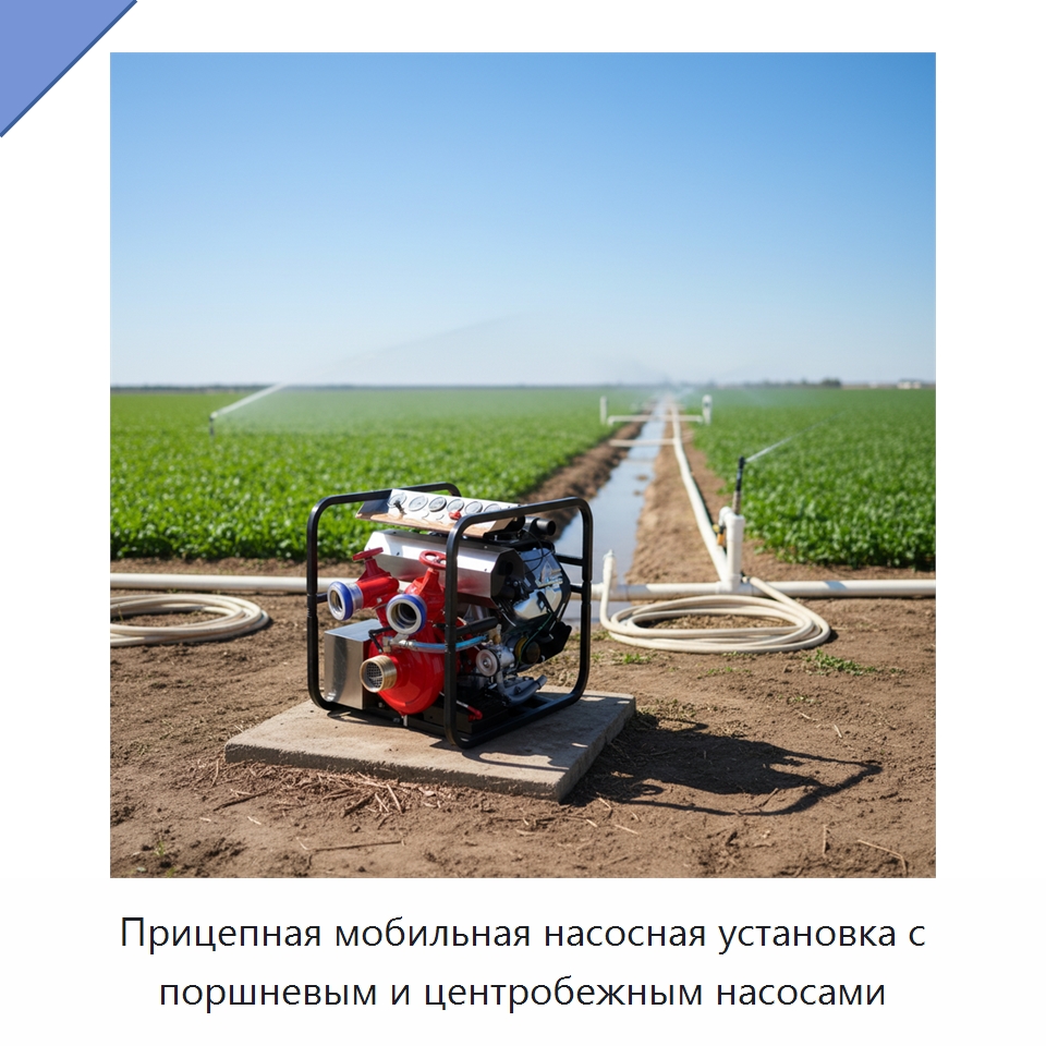 Прицепная мобильная насосная установка с поршневым и центробежным насосами — Насосы