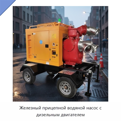 Железный прицепной водяной насос с дизельным двигателем