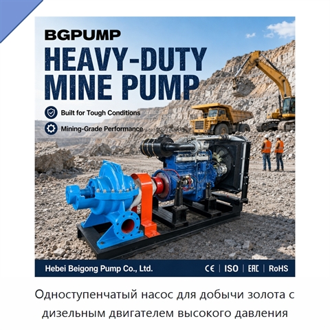 Одноступенчатый насос для добычи золота с дизельным двигателем высокого давления