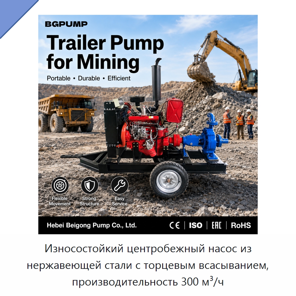 Износостойкий центробежный насос из нержавеющей стали с торцевым всасыванием, производительность 300 м³/ч — Насосы