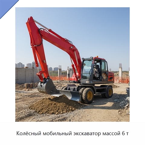 Колёсный мобильный экскаватор массой 6 т