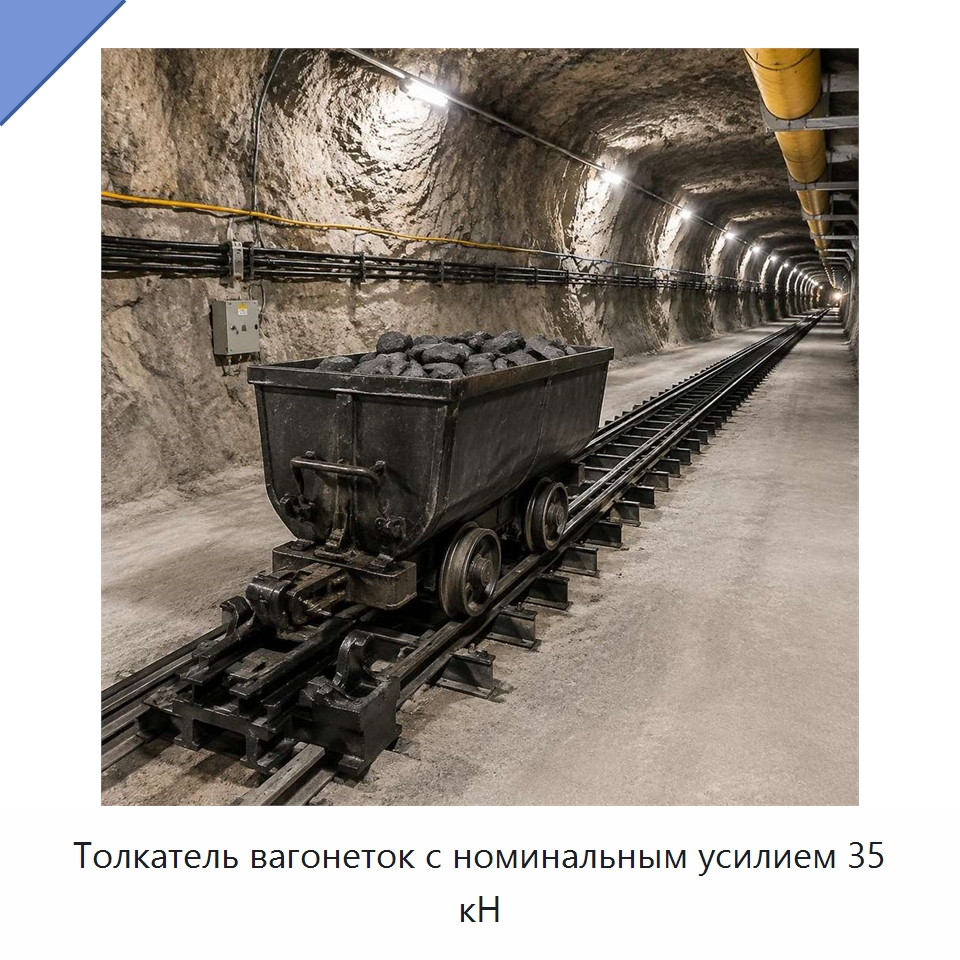 Толкатель вагонеток с номинальным усилием 35 кН — Горнодобывающее оборудование