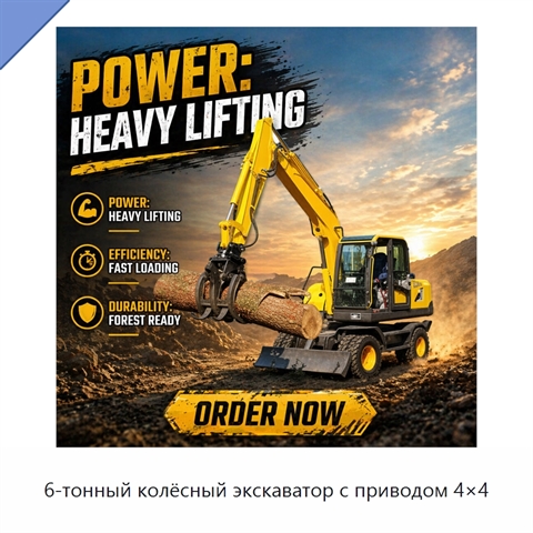 6-тонный колёсный экскаватор с приводом 4×4
