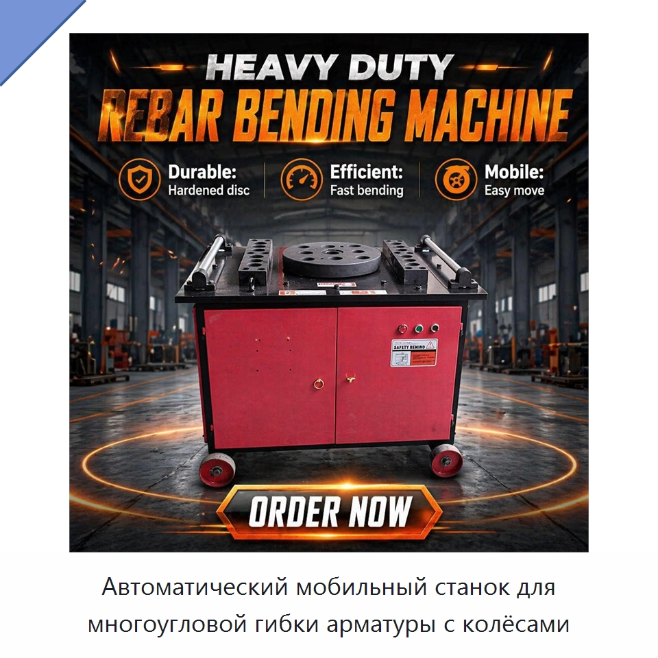 Автоматический мобильный станок для многоугловой гибки арматуры с колёсами — Гибочные станки