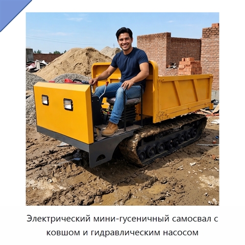 Электрический мини-гусеничный самосвал с ковшом и гидравлическим насосом