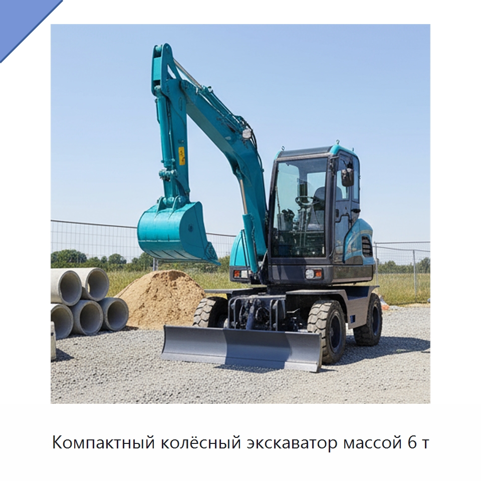 Компактный колёсный экскаватор массой 6 т — Землеройная техника