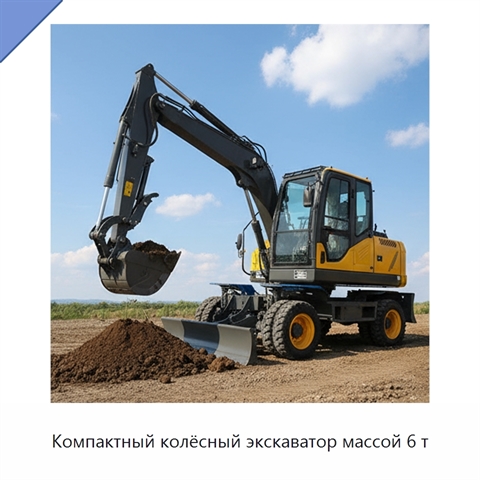 Компактный колёсный экскаватор массой 6 т