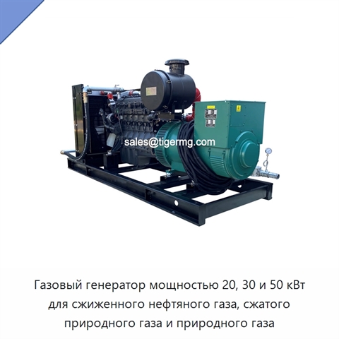 Газовый генератор мощностью 20, 30 и 50 кВт для сжиженного нефтяного газа, сжатого природного газа и природного газа