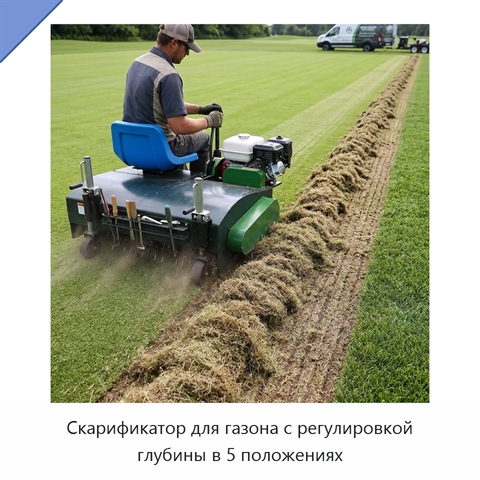 Скарификатор для газона с регулировкой глубины в 5 положениях