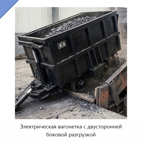 Электрическая вагонетка с двусторонней боковой разгрузкой