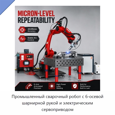 Промышленный сварочный робот с 6-осевой шарнирной рукой и электрическим сервоприводом