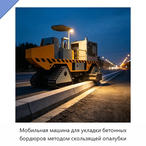 Мобильная машина для укладки бетонных бордюров методом скользящей опалубки