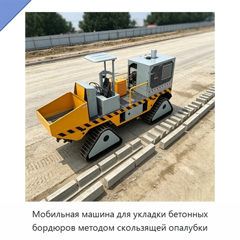 Мобильная машина для укладки бетонных бордюров методом скользящей опалубки