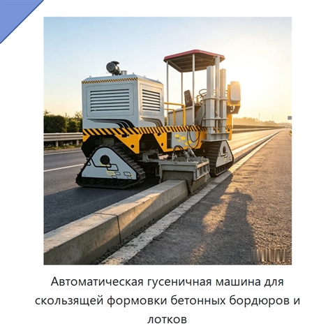 Автоматическая гусеничная машина для скользящей формовки бетонных бордюров и лотков