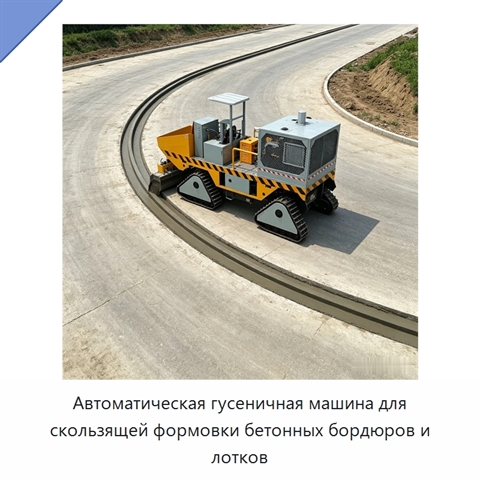 Автоматическая гусеничная машина для скользящей формовки бетонных бордюров и лотков