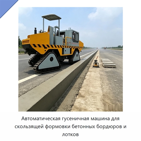 Автоматическая гусеничная машина для скользящей формовки бетонных бордюров и лотков