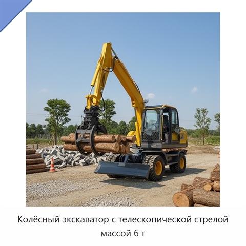 Колёсный экскаватор с телескопической стрелой массой 6 т