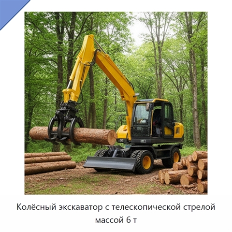Колёсный экскаватор с телескопической стрелой массой 6 т
