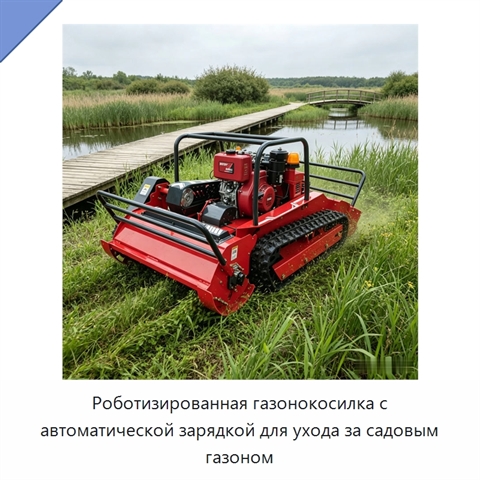 Роботизированная газонокосилка с автоматической зарядкой для ухода за садовым газоном