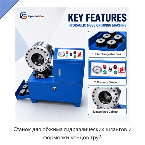 Станок для обжима гидравлических шлангов и формовки концов труб