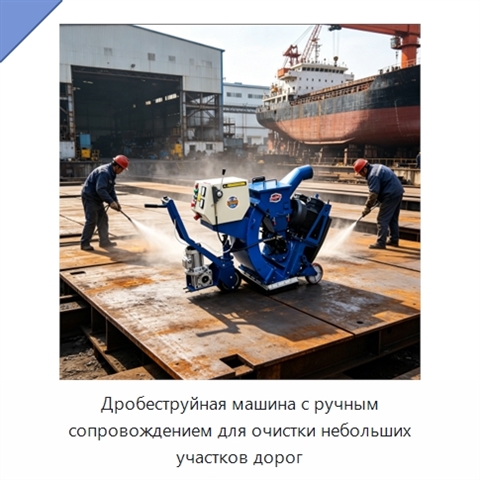 Дробеструйная машина с ручным сопровождением для очистки небольших участков дорог