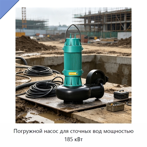 Погружной насос для сточных вод мощностью 185 кВт