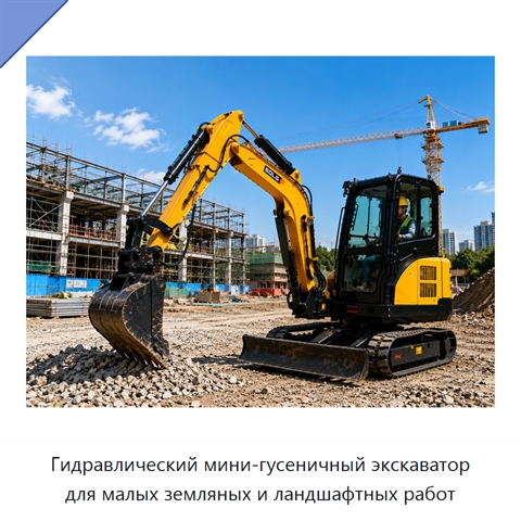Гидравлический мини-гусеничный экскаватор для малых земляных и ландшафтных работ