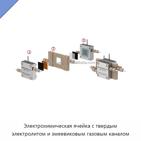 Электрохимическая ячейка с твердым электролитом и змеевиковым газовым каналом