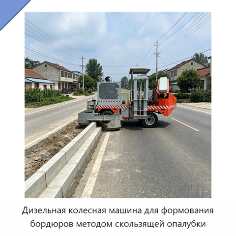 Дизельная колесная машина для формования бордюров методом скользящей опалубки