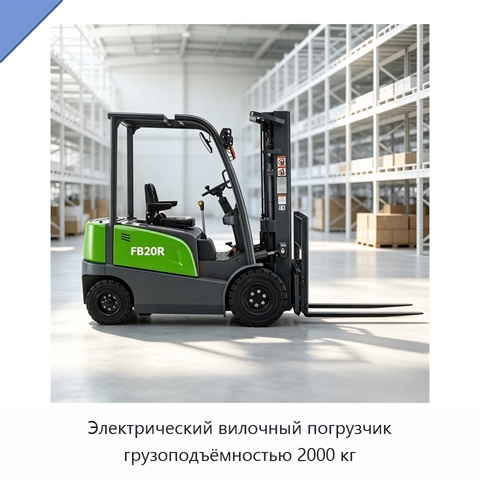 Электрический вилочный погрузчик грузоподъёмностью 2000 кг