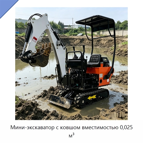 Мини-экскаватор с ковшом вместимостью 0,025 м³