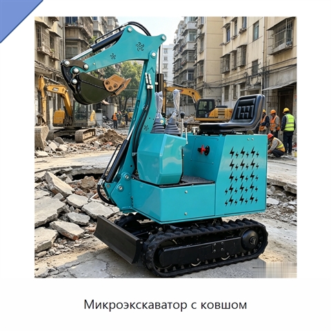 Микроэкскаватор с ковшом