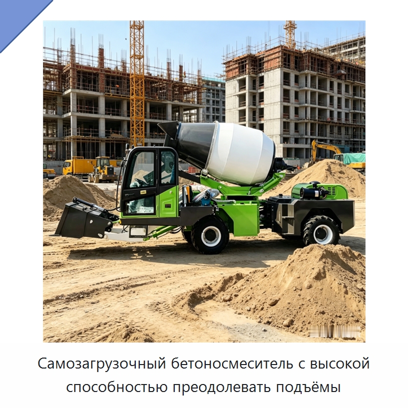 Самозагрузочный бетоносмеситель с высокой способностью преодолевать подъёмы — Оборудование для работы с бетоном