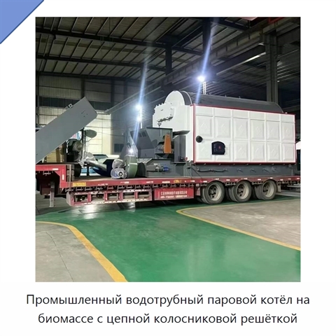 Промышленный водотрубный паровой котёл на биомассе с цепной колосниковой решёткой
