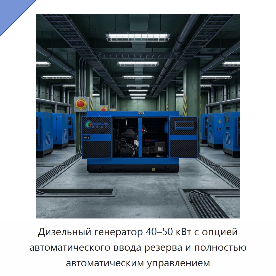 Дизельный генератор 40–50 кВт с опцией автоматического ввода резерва и полностью автоматическим управлением — Дизельные генераторы