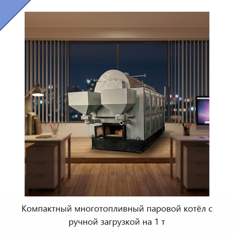 Компактный многотопливный паровой котёл с ручной загрузкой на 1 т
