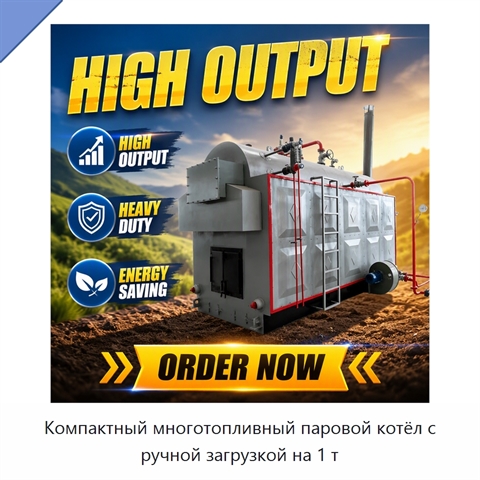 Компактный многотопливный паровой котёл с ручной загрузкой на 1 т