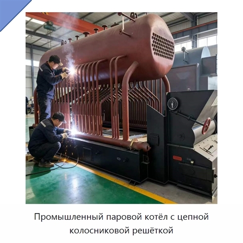 Промышленный паровой котёл с цепной колосниковой решёткой
