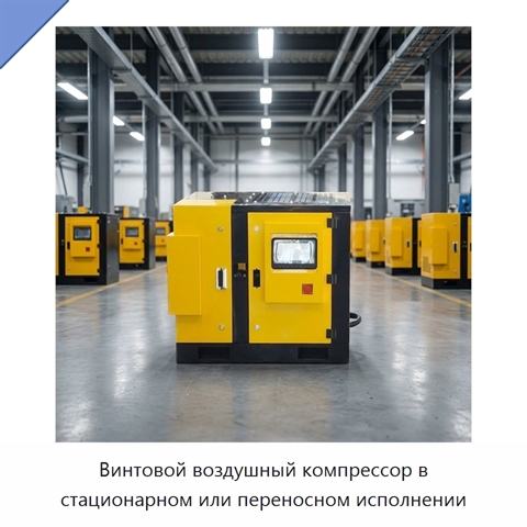 Винтовой воздушный компрессор в стационарном или переносном исполнении