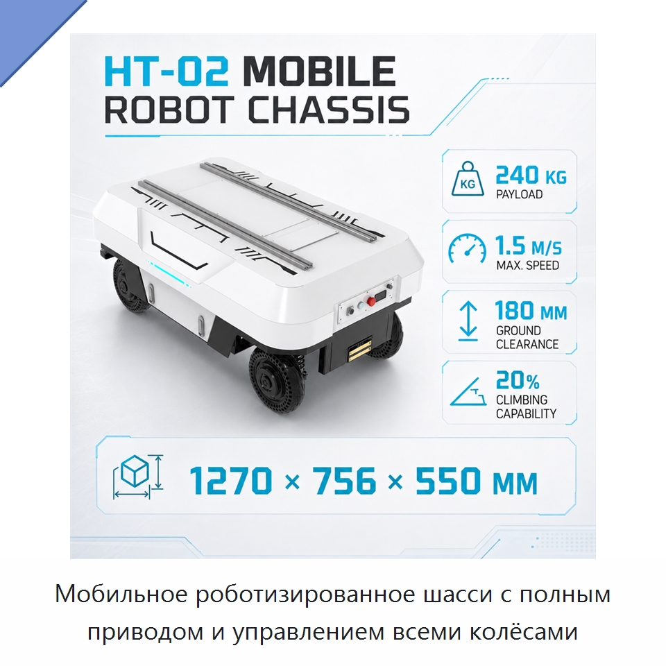 Мобильное роботизированное шасси с полным приводом и управлением всеми колёсами — Логистические роботы