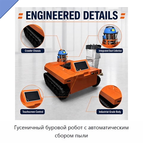 Гусеничный буровой робот с автоматическим сбором пыли