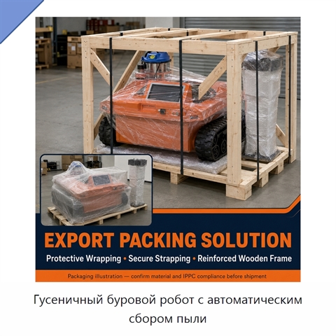Гусеничный буровой робот с автоматическим сбором пыли