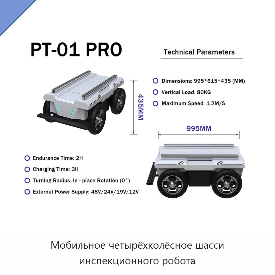 Мобильное четырёхколёсное шасси инспекционного робота — Логистические роботы